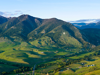 Bridger Mountains during sunset in summer.