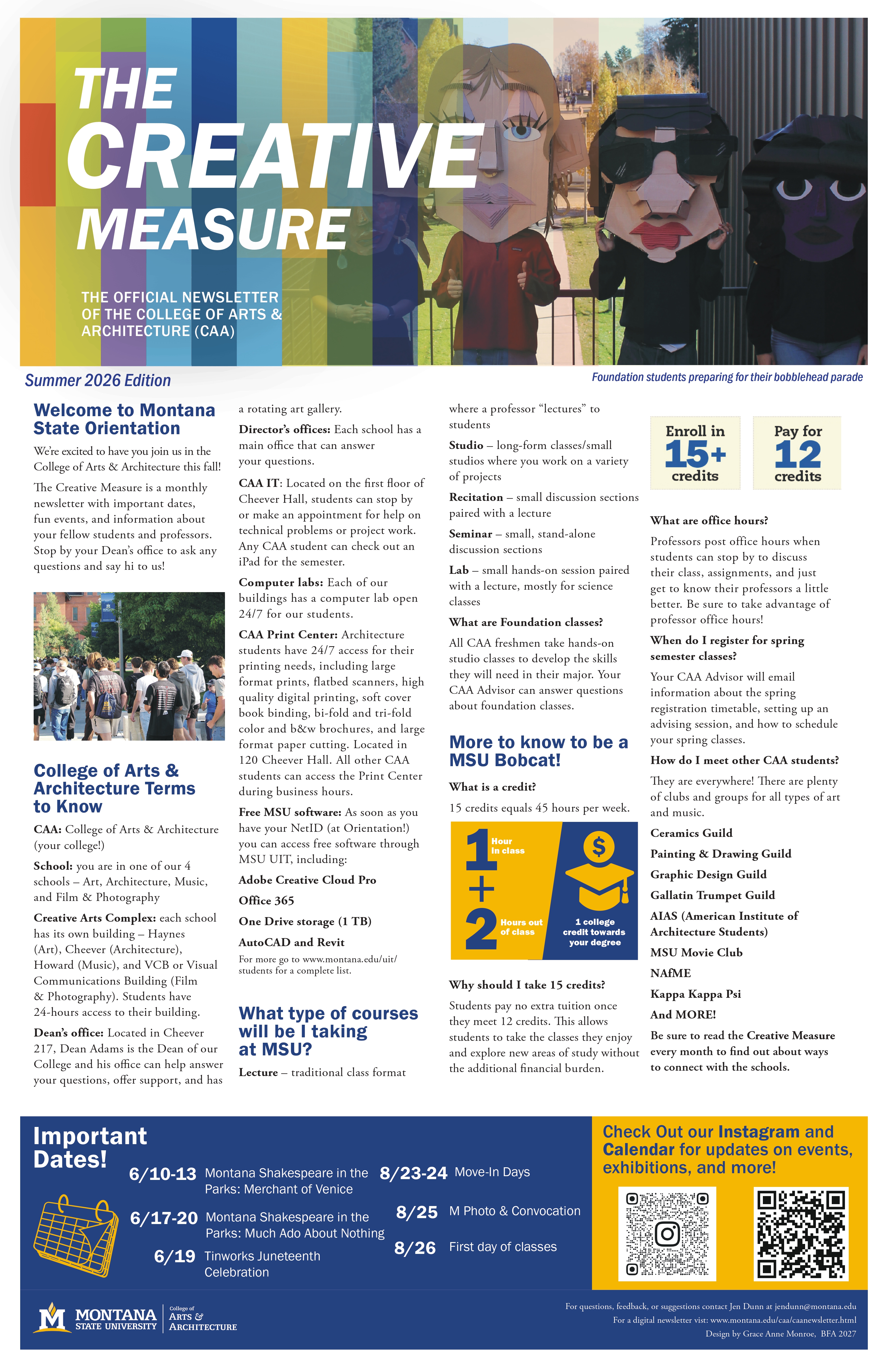 College of Arts and Architecture June/July 2026 Newsletter