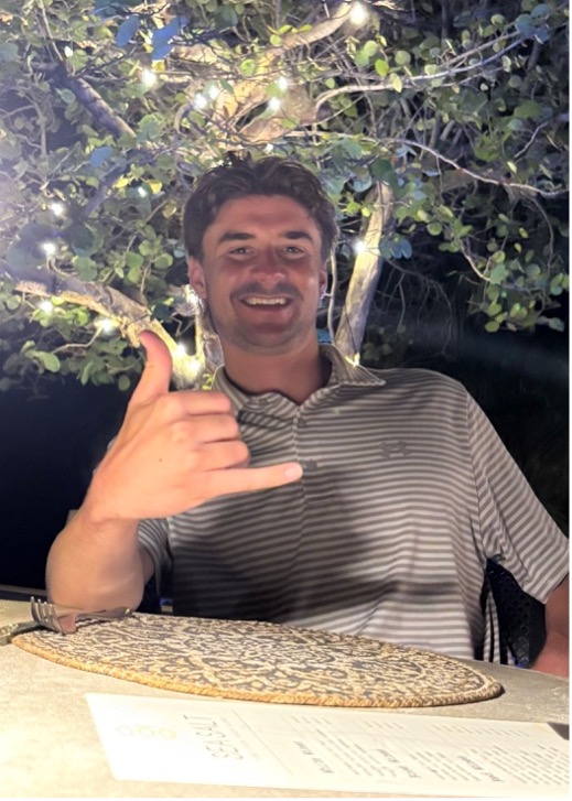 James looking happy