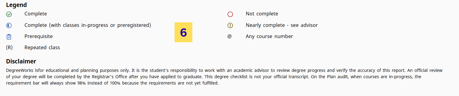 degree audit page bottom