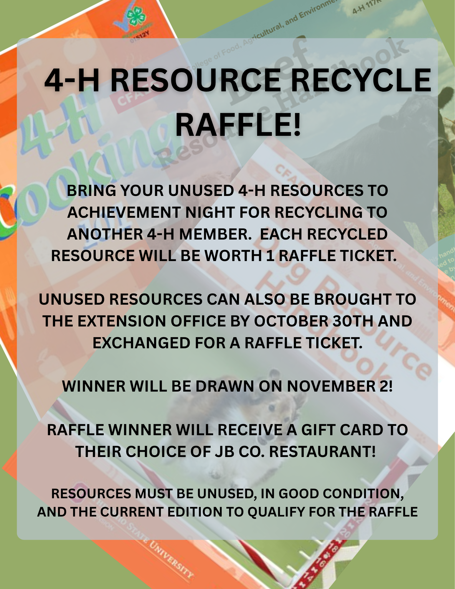 Judith Basin County 4-H Recycle Raffle Flyer 