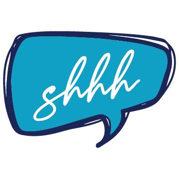 shhh speech bubble graphic