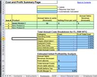 cost & profit summary page