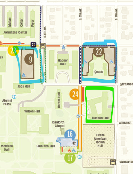 Map of Parking near Hannon Hall