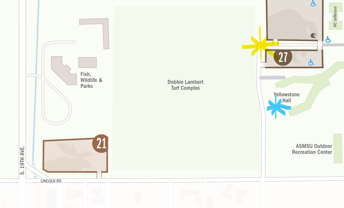 map of bison 1 and 27 parking lots