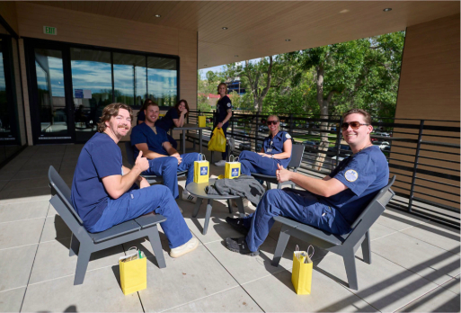 students enjoy outdoor common space students enjoy outdoor common space