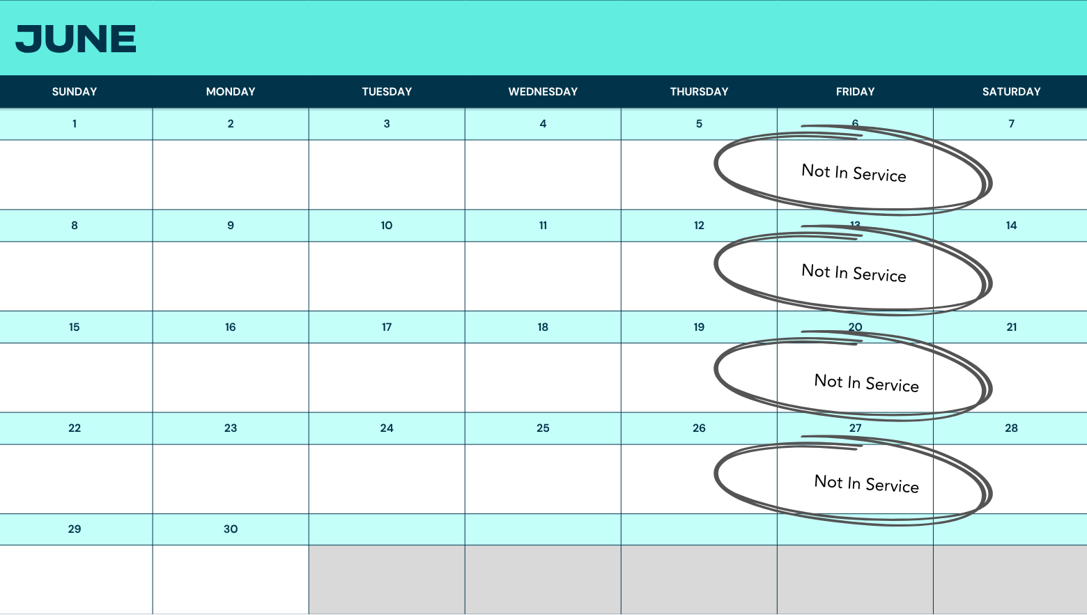 calendar for the catcab program in june
