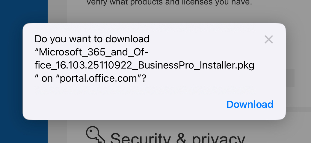 Mac iOS download permission pop-up