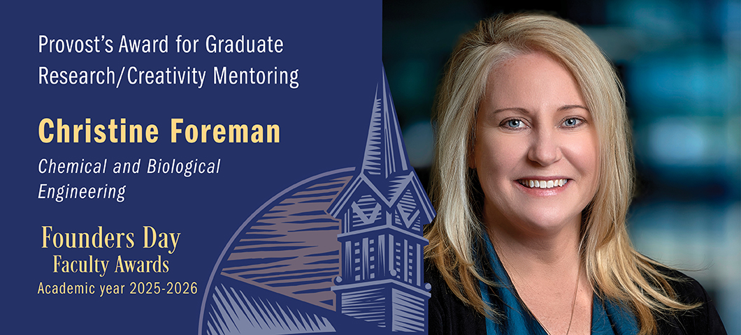 Provost’s Award for Graduate Research/Creativity Mentoring: Christine Foreman, Founders Day Faculty Awards 2025-2026. Portrait of Christine Foreman.