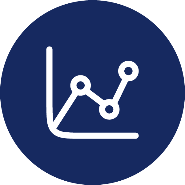 White icon of a man with a brain in his head one a blue circle