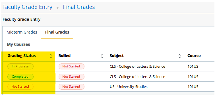 Faculty Grade Entry