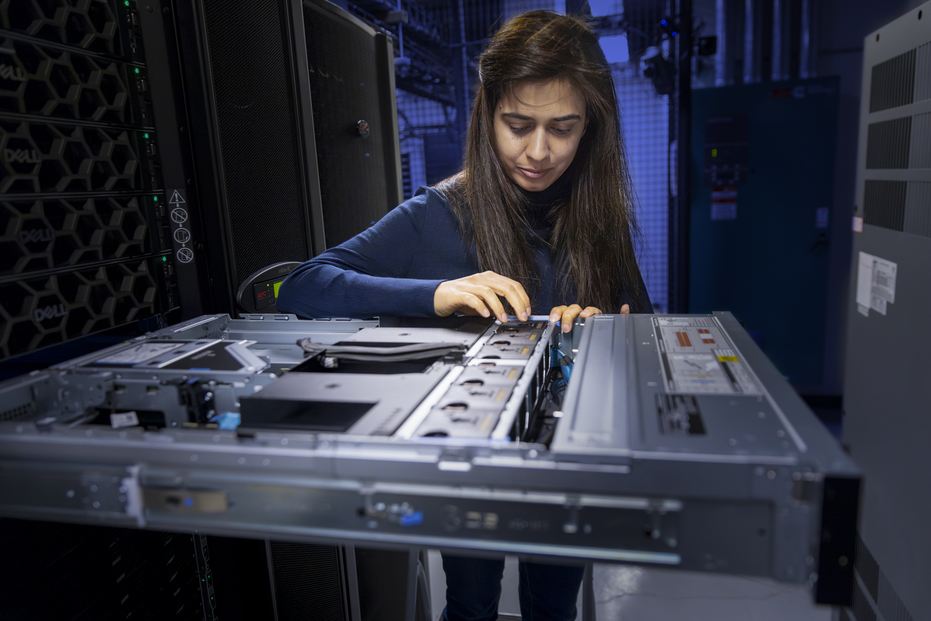 woman with equipment