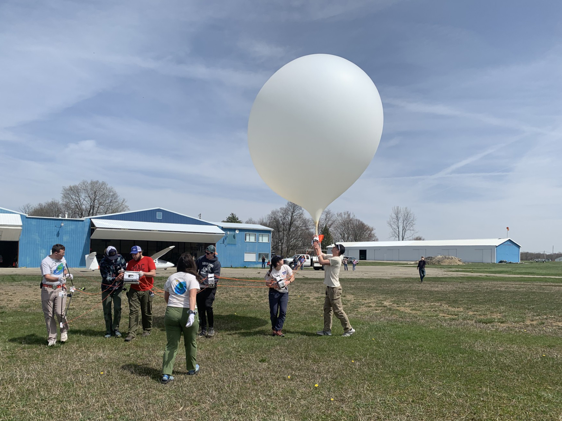 balloon and students