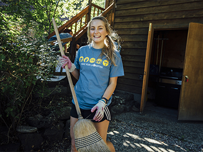 Female student at Service Saturday