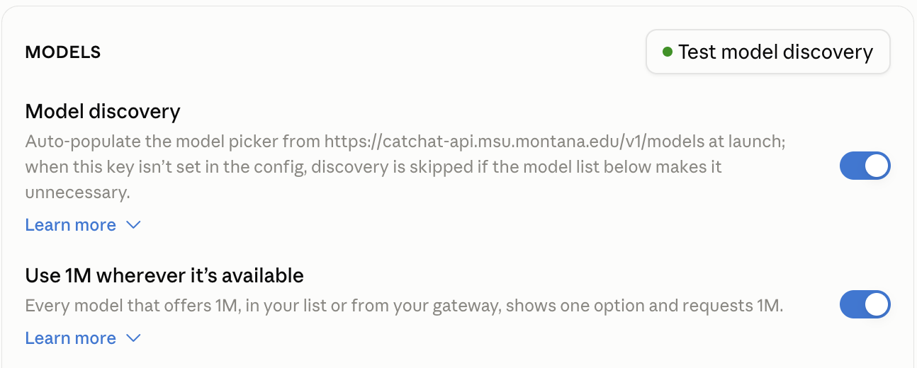 Showing use 1M wherever its available turned on with a glowing Apply Changes Button