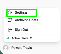 Profile > Settings