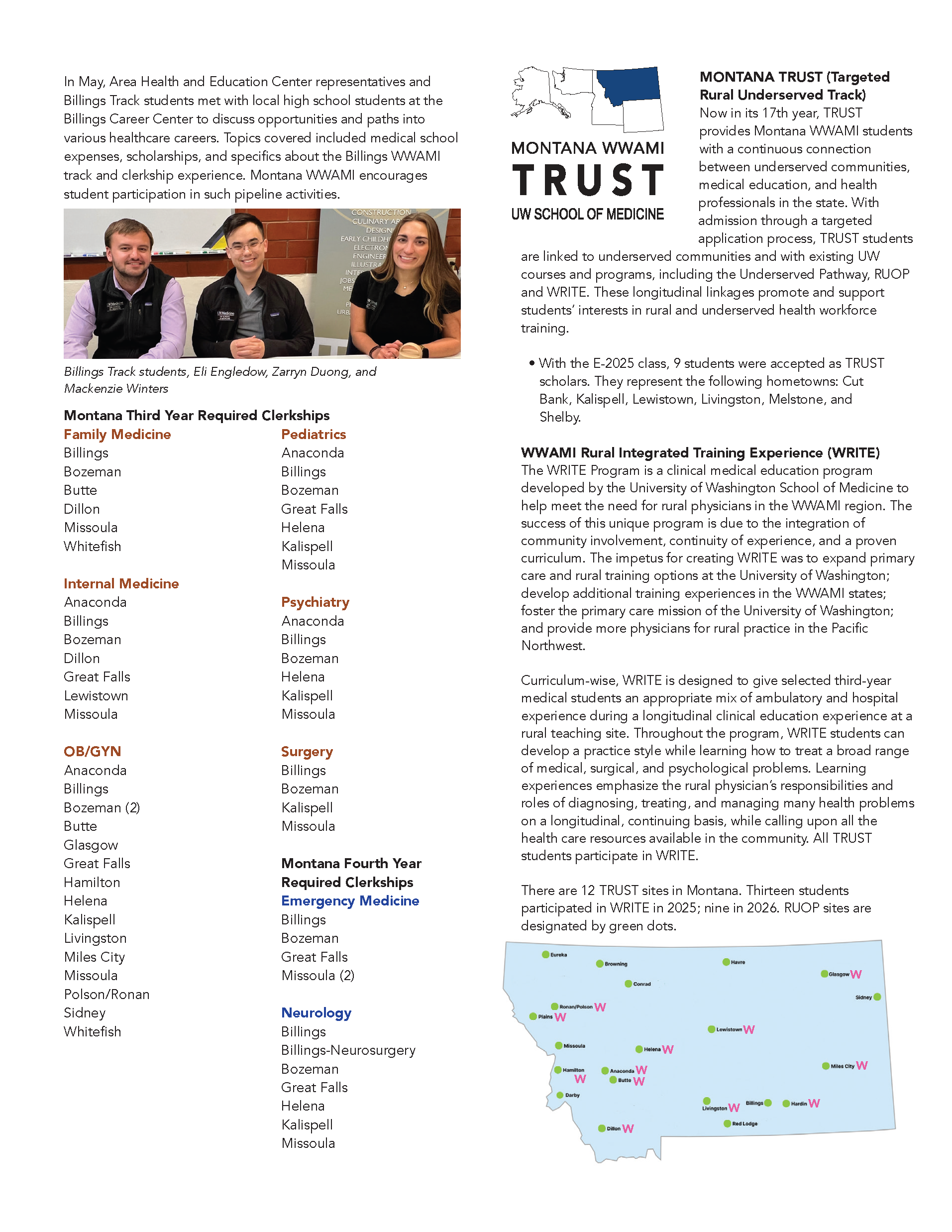 MT WWAMI Newsletter Executive Summary Page 3 MT WWAMI Newsletter Executive Summary Page 3