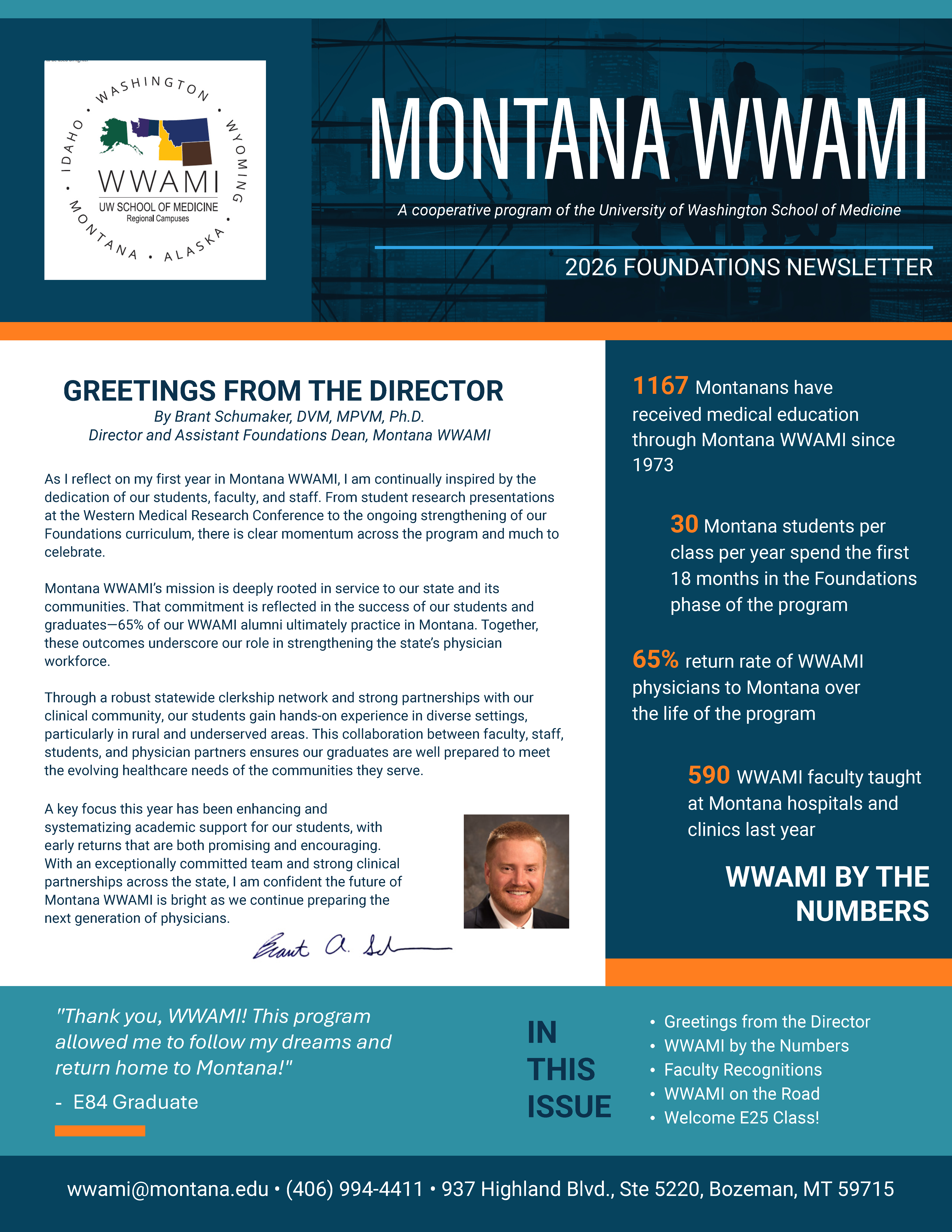 MT WWAMI Foundations Newsletter 2026 Page 1 MT WWAMI Foundations Newsletter 2026 Page 1